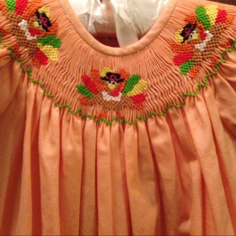 NWOT Precious Smocked Thanksgiving Turkey Onesie!!